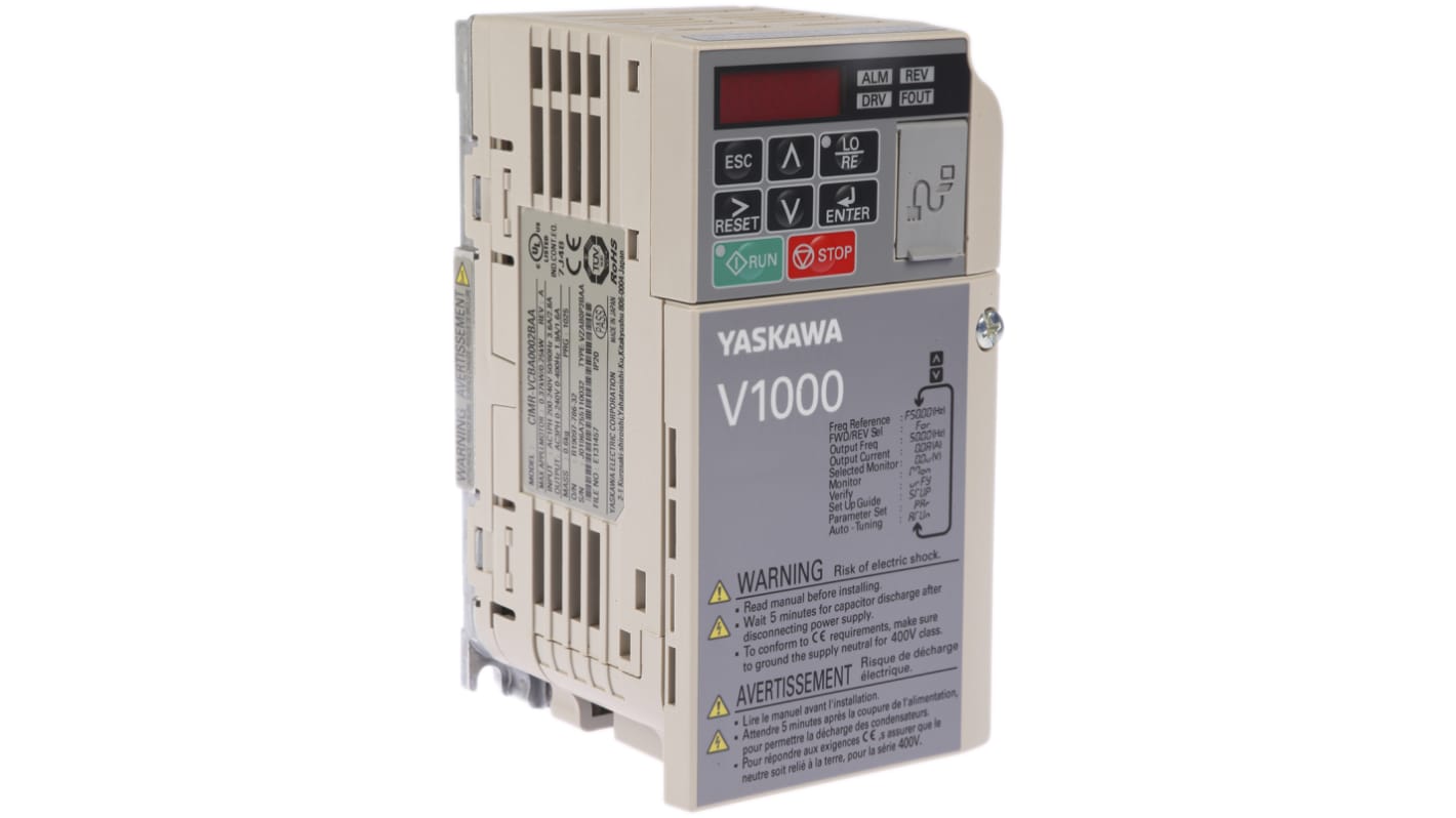 Omron V1000, 1-Phasen Frequenzumrichter 0,37 kW, 230 V ac / 1,6 A 0.1 → 400Hz für Wechselstrommotoren