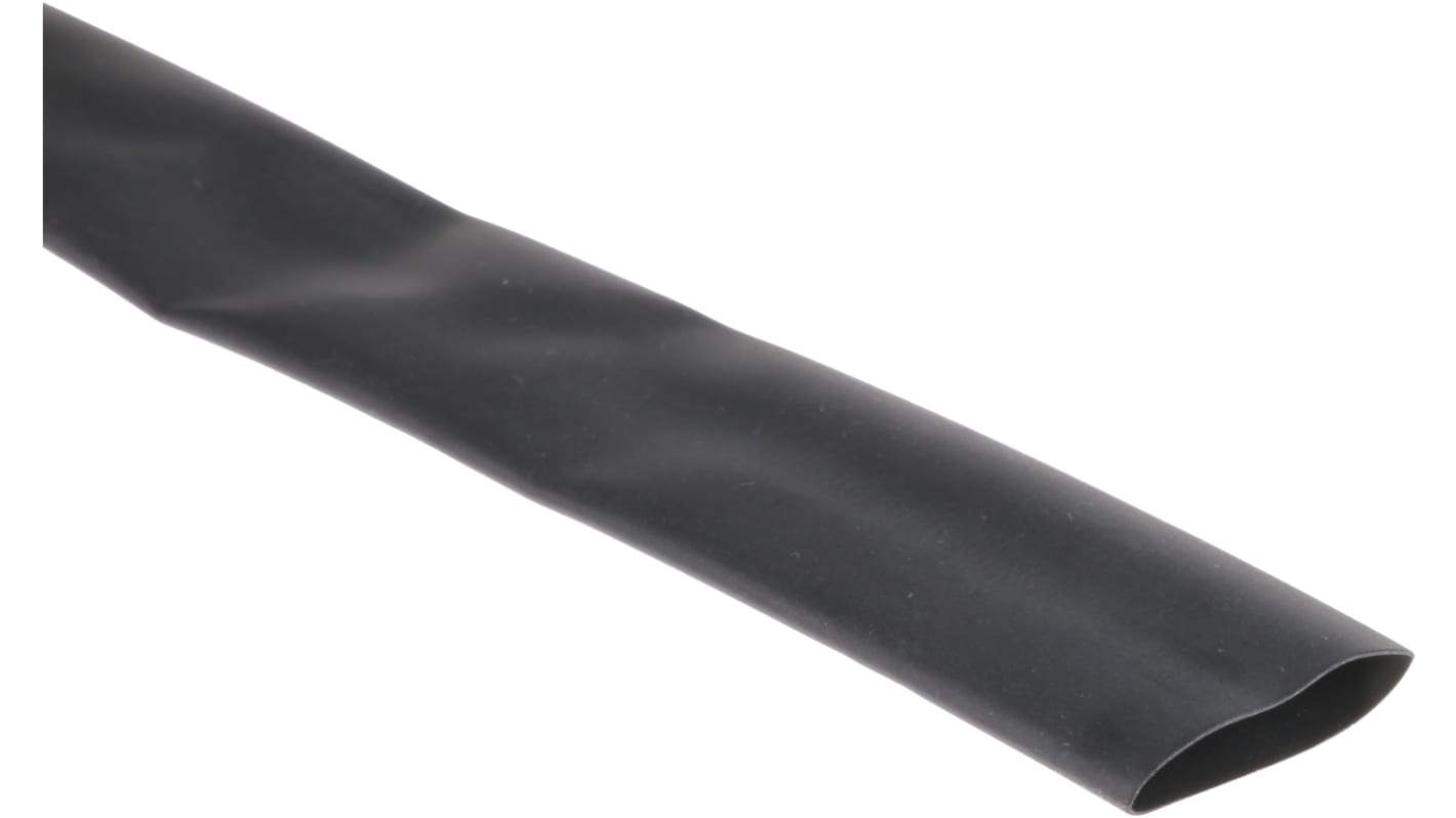 RS PRO Heat Shrink Tubing, Black 12.7mm Sleeve Dia. x 10m Length 2:1 Ratio