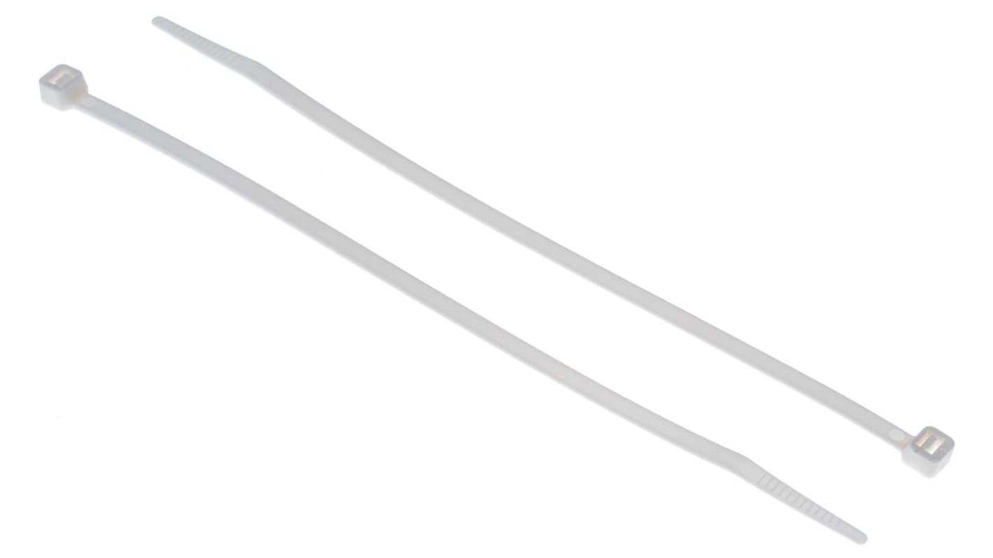 RS PRO Cable Tie, 190mm x 4.8 mm, White Nylon, Pk-100