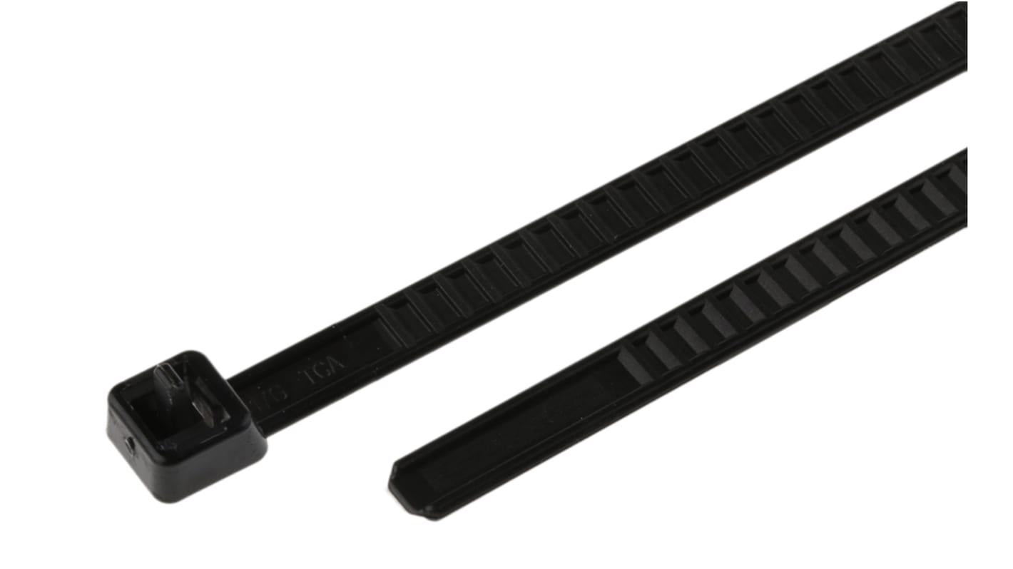 HellermannTyton Cable Tie, Releasable, 195mm x 4.7 mm, Black PA 6.6 Heatstabilised, Pk-25