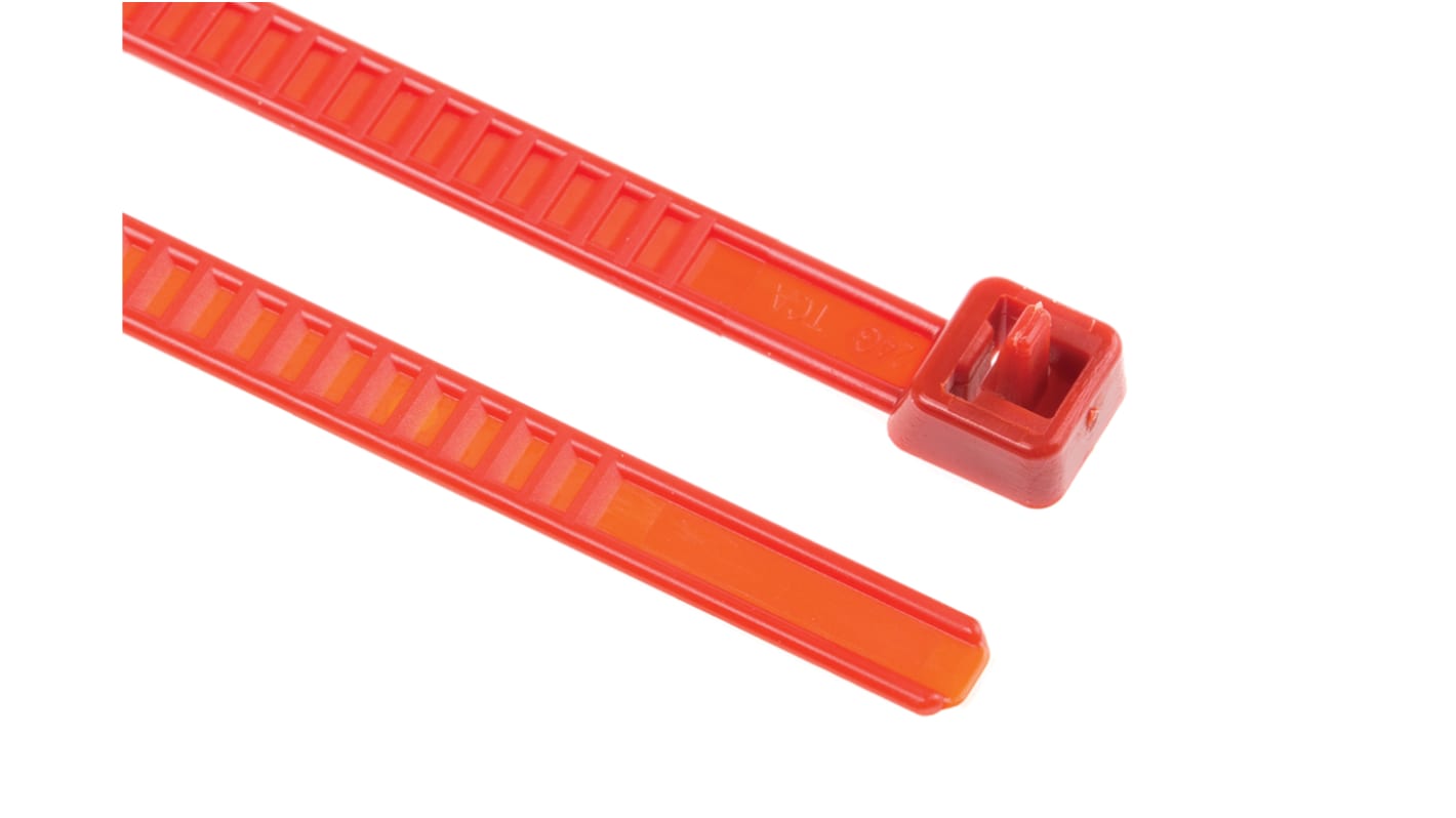 HellermannTyton Cable Tie, 195mm x 4.7 mm, Red PA 6.6, Pk-25