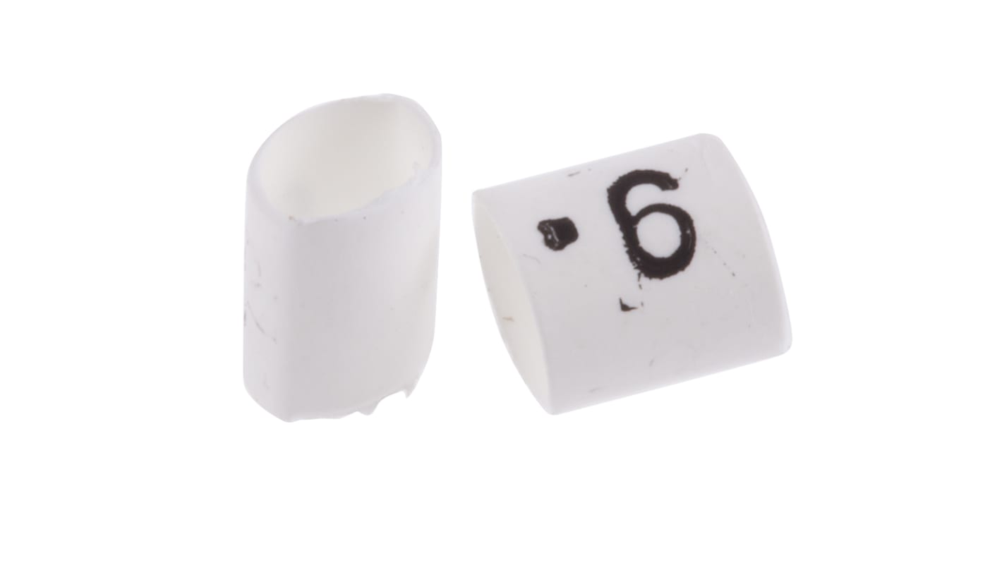 TE Connectivity Heat Shrink Cable Markers, White, Pre-printed "9", 1 → 3mm Cable