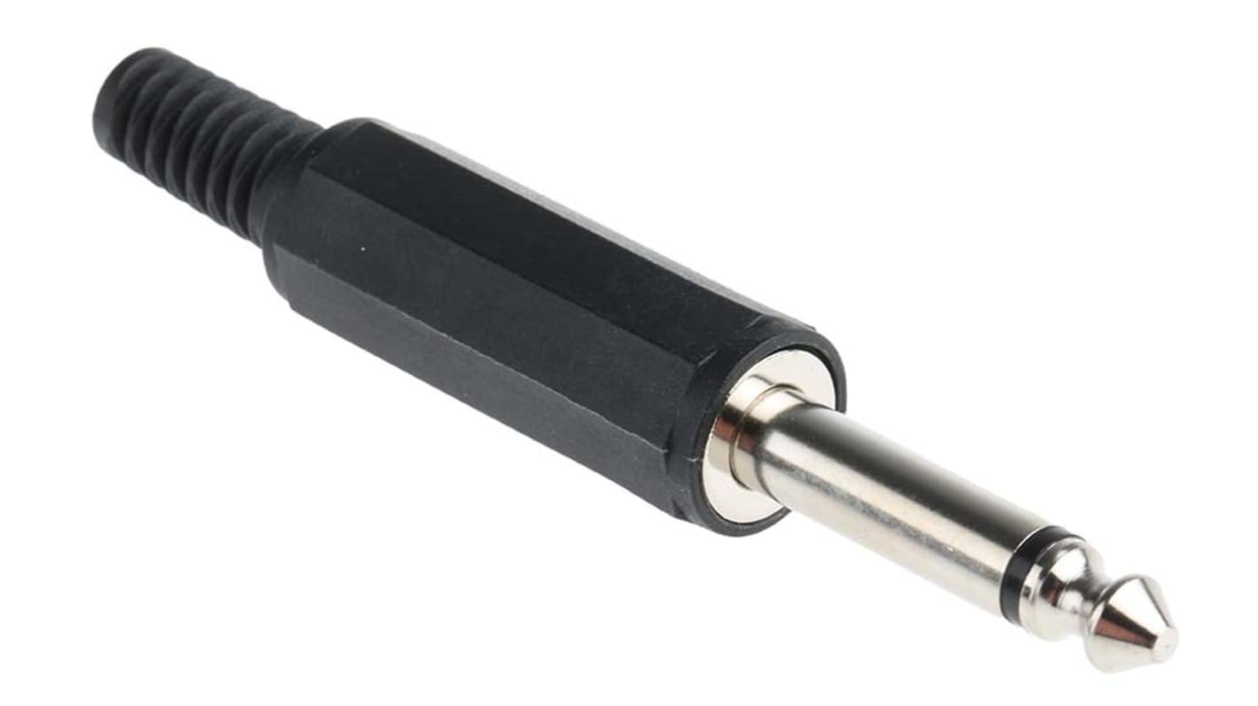 RS PRO Jack Connector 6.35 mm Cable Mount Mono Plug, 2Pole