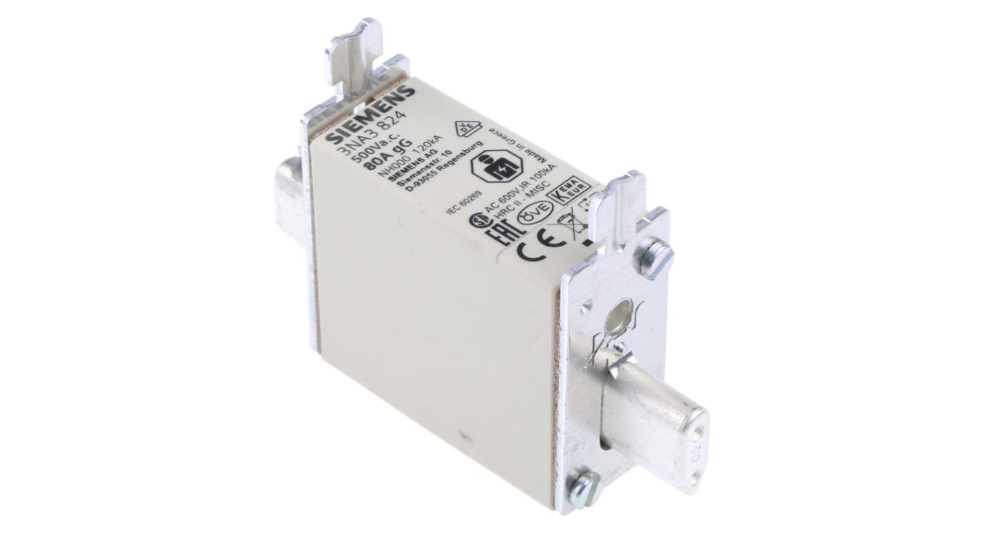 Siemens 80A NH Fuse, NH000, 500V ac