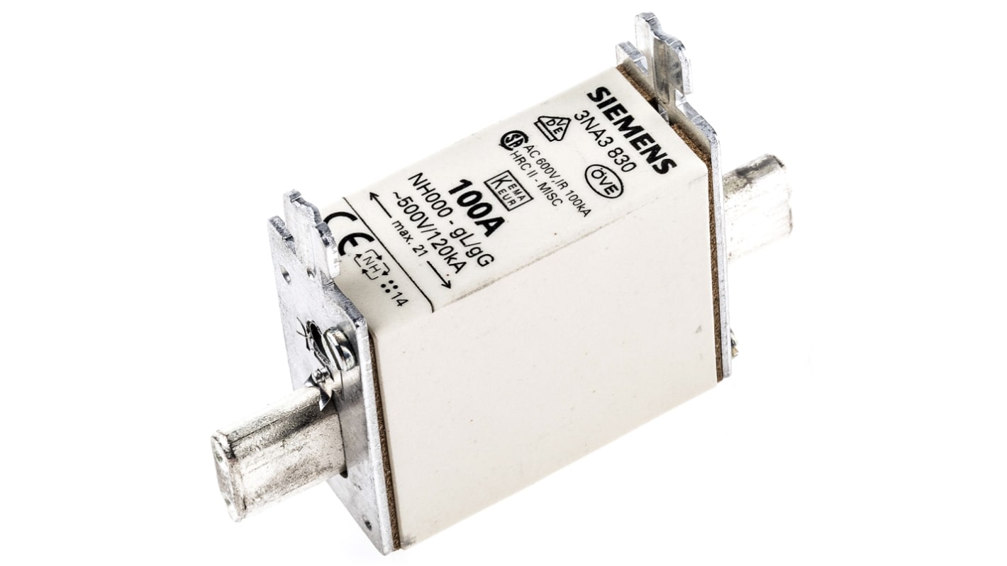 Siemens 100A NH Fuse, NH000, 500V ac