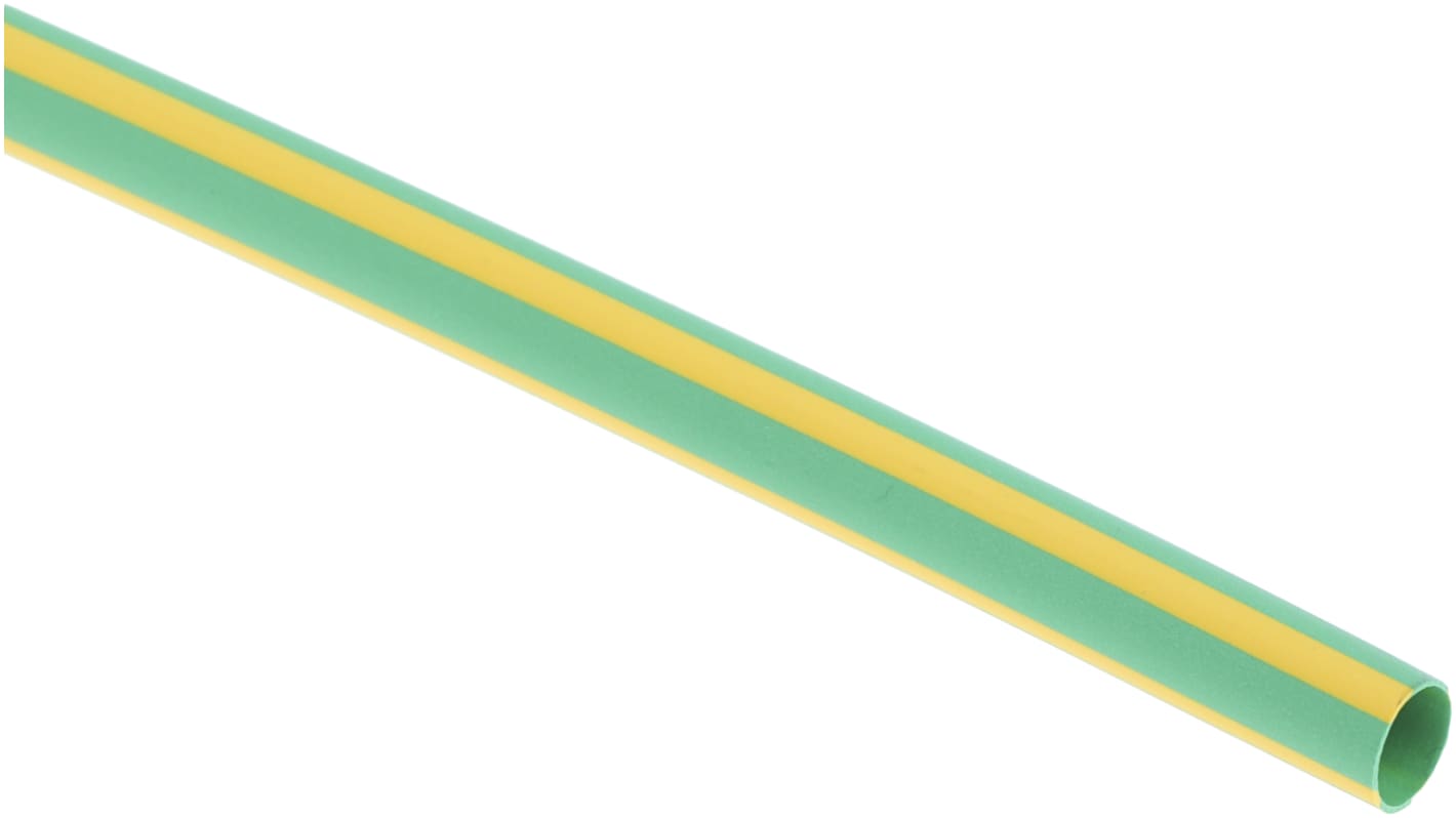 RS PRO Heat Shrink Tubing, Green, Yellow 4.8mm Sleeve Dia. x 1.2m