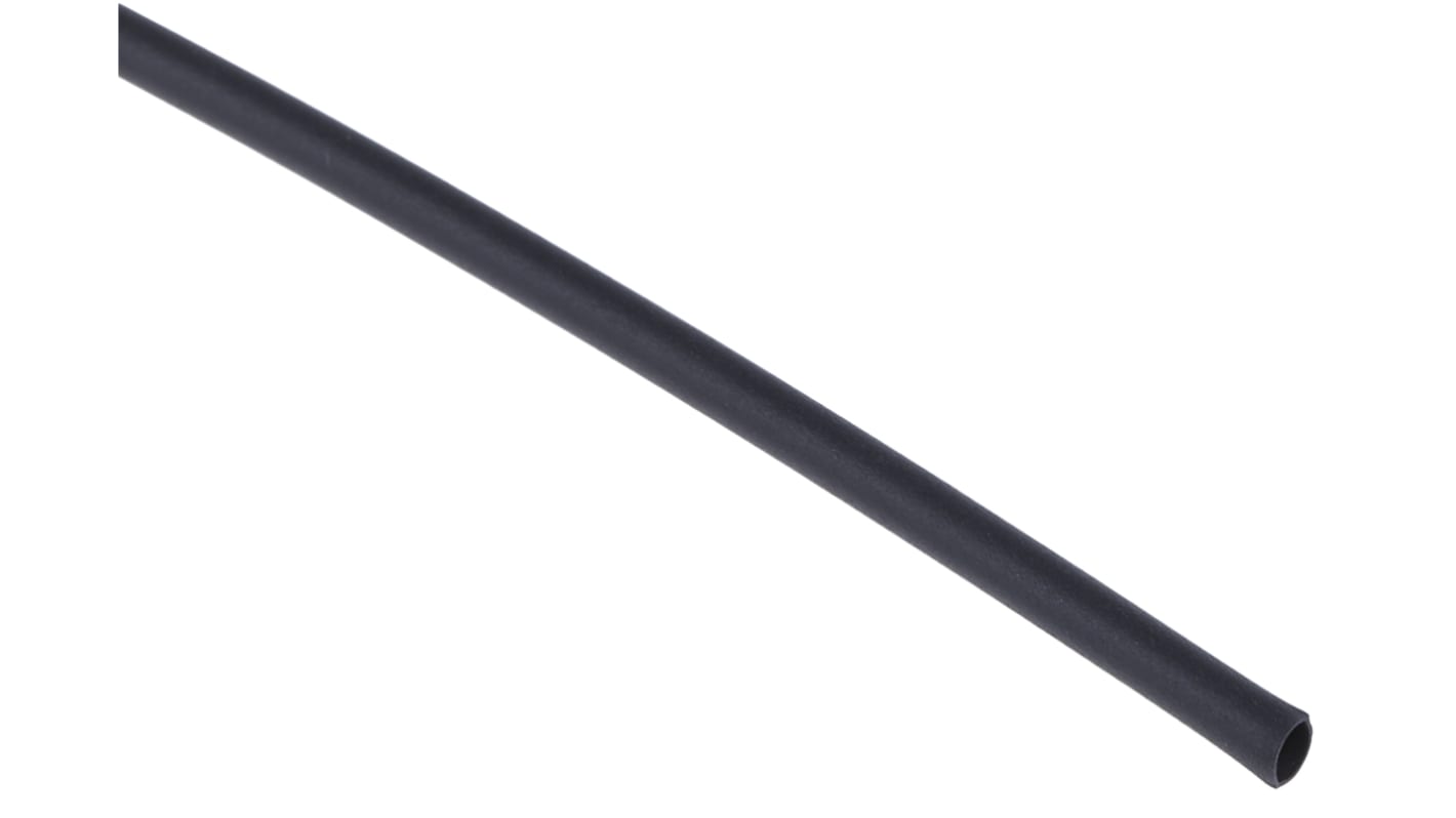 RS PRO Heat Shrink Tubing, Black 1.6mm Sleeve Dia. x 1.2m Length 2:1 Ratio