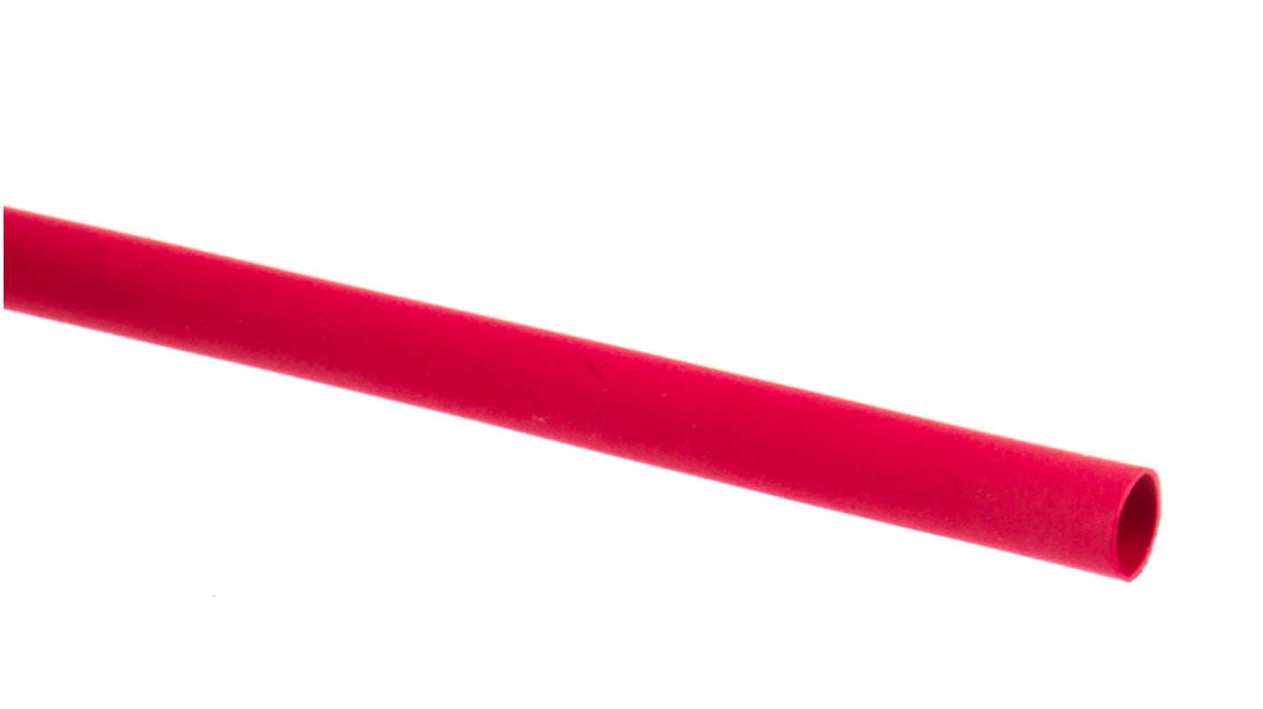 RS PRO Wärmeschrumpfschlauch, Polyolefin Rot, Ø 3.2mm Schrumpfrate 2:1, Länge 1.2m