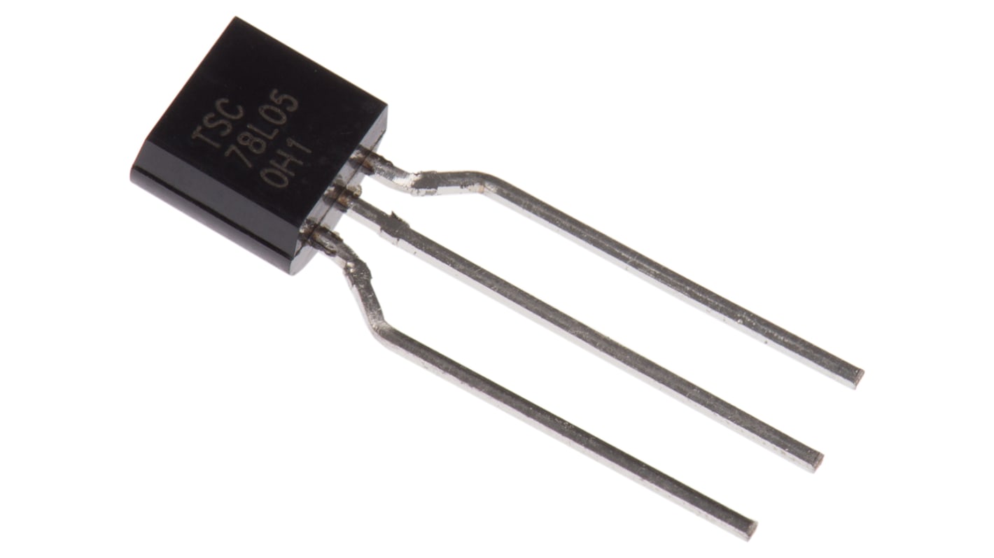 Taiwan Semiconductor, 5 V Linear Voltage Regulator, 150mA, 1-Channel, ±4% 3-Pin, TO-92 TS78L05CT A3G