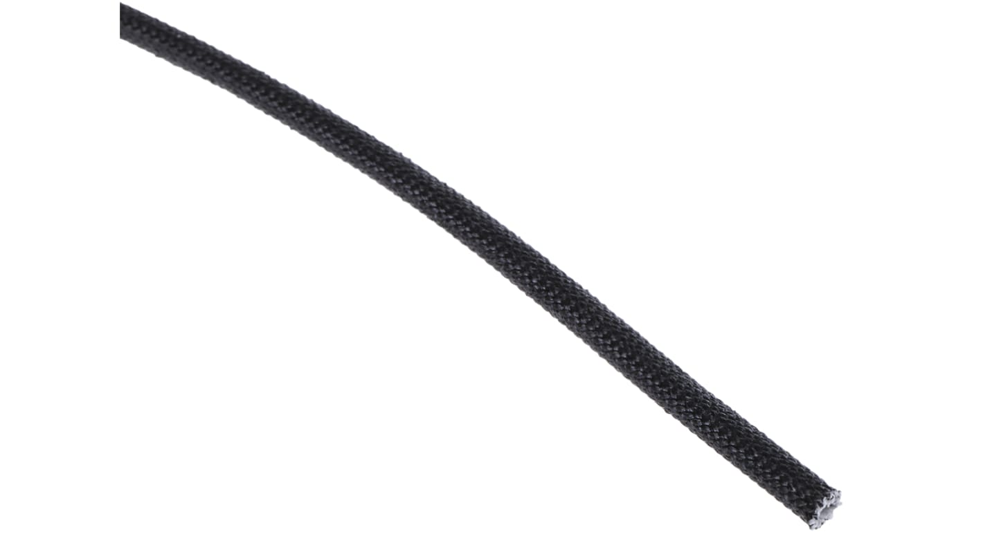 RS PRO Braided Acrylic Fibreglass Black Cable Sleeve, 2mm Diameter, 5m Length