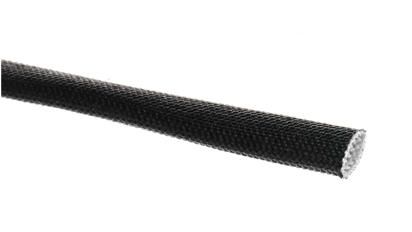 RS PRO Braided Acrylic Fibreglass Black Cable Sleeve, 4mm Diameter, 5m
