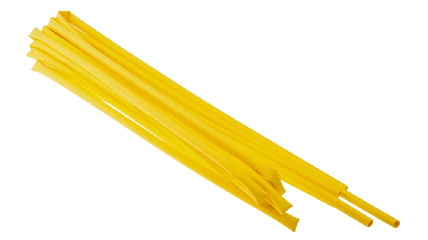 Tubo termorretráctil RS PRO de Poliolefina Amarillo, contracción 2:1, Ø 6.4mm, long. 1.2m