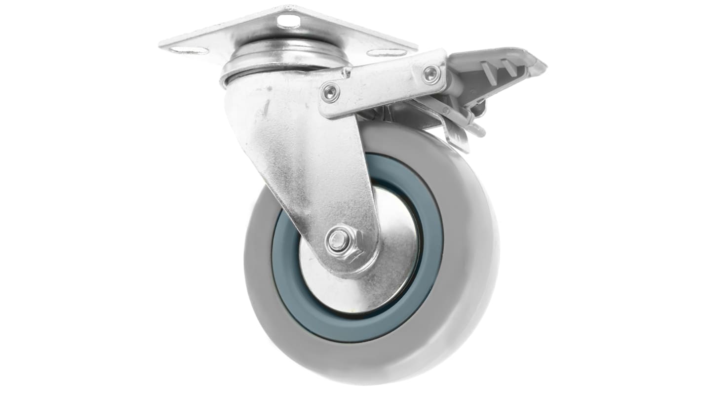 Guitel Hervieu Braked Swivel Castor Wheel, 70kg Capacity, 100mm Wheel