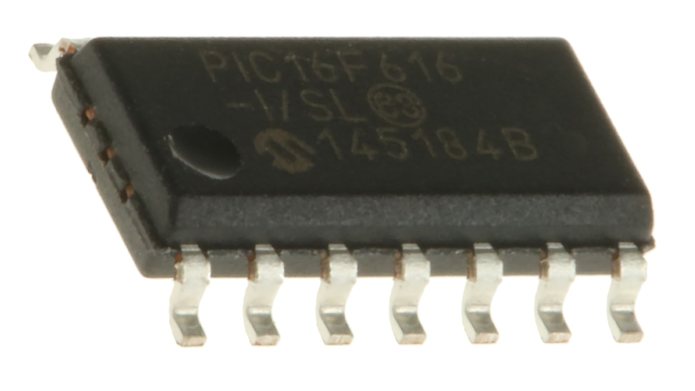 Microcontrôleur, 8bit, 128 B RAM, 2 048 mots, 20MHz, SOIC 14, série PIC16F