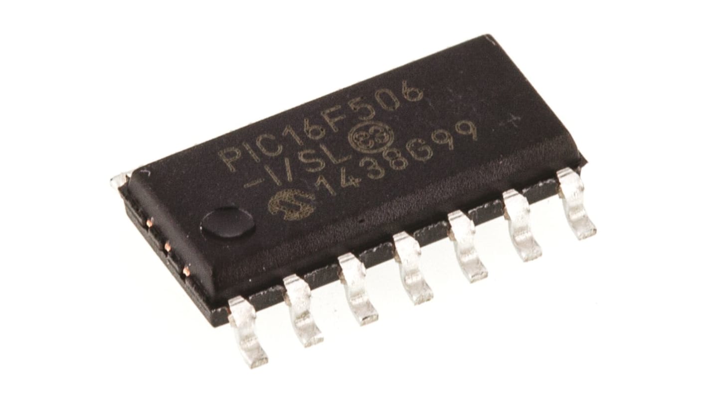 Microchip PIC16F506-I/SL, 8bit PIC Microcontroller, PIC16F, 20MHz, 1024 words Flash, 14-Pin SOIC