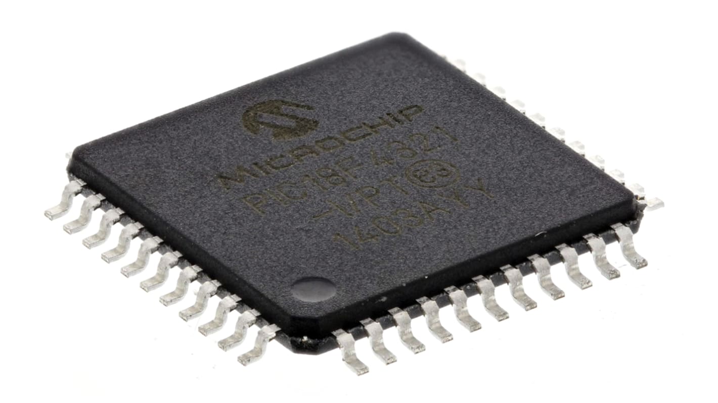 Microchip PIC18F4321-I/PT, 8bit PIC Microcontroller, PIC18F, 40MHz, 8 kB, 256 B Flash, 44-Pin TQFP