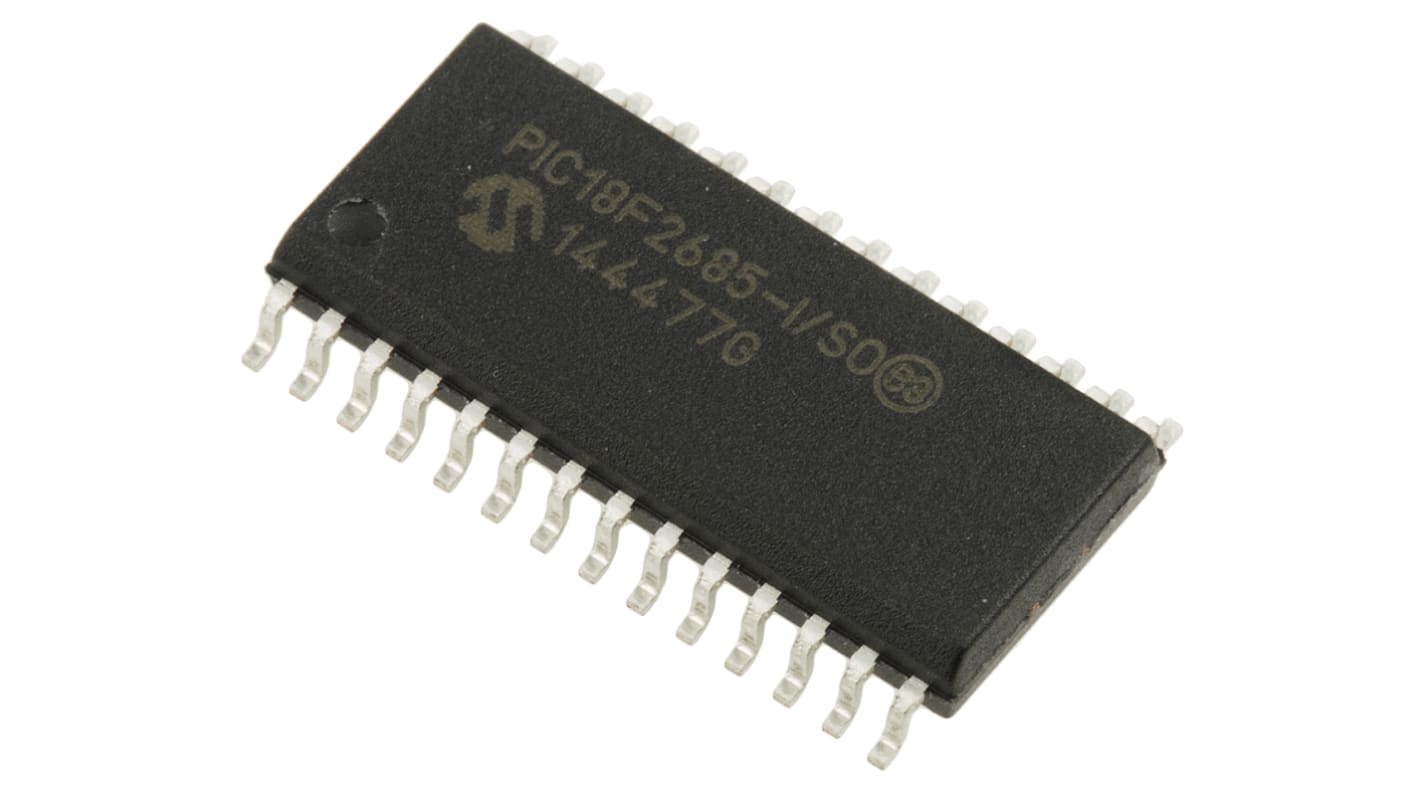 Microcontrôleur, 8bit, 3,328 ko RAM, 1,024 ko, 96 ko, 40MHz, SOIC 28, série PIC18F