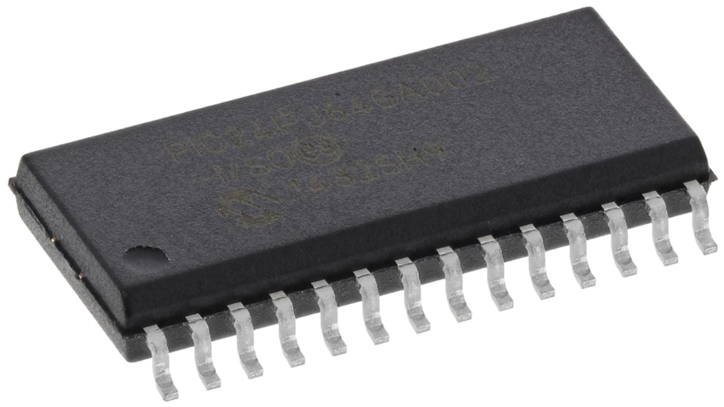 Microcontrolador Microchip PIC24FJ64GA002-I/SO, núcleo PIC de 16bit, RAM 8 kB, 32MHZ, SOIC de 28 pines