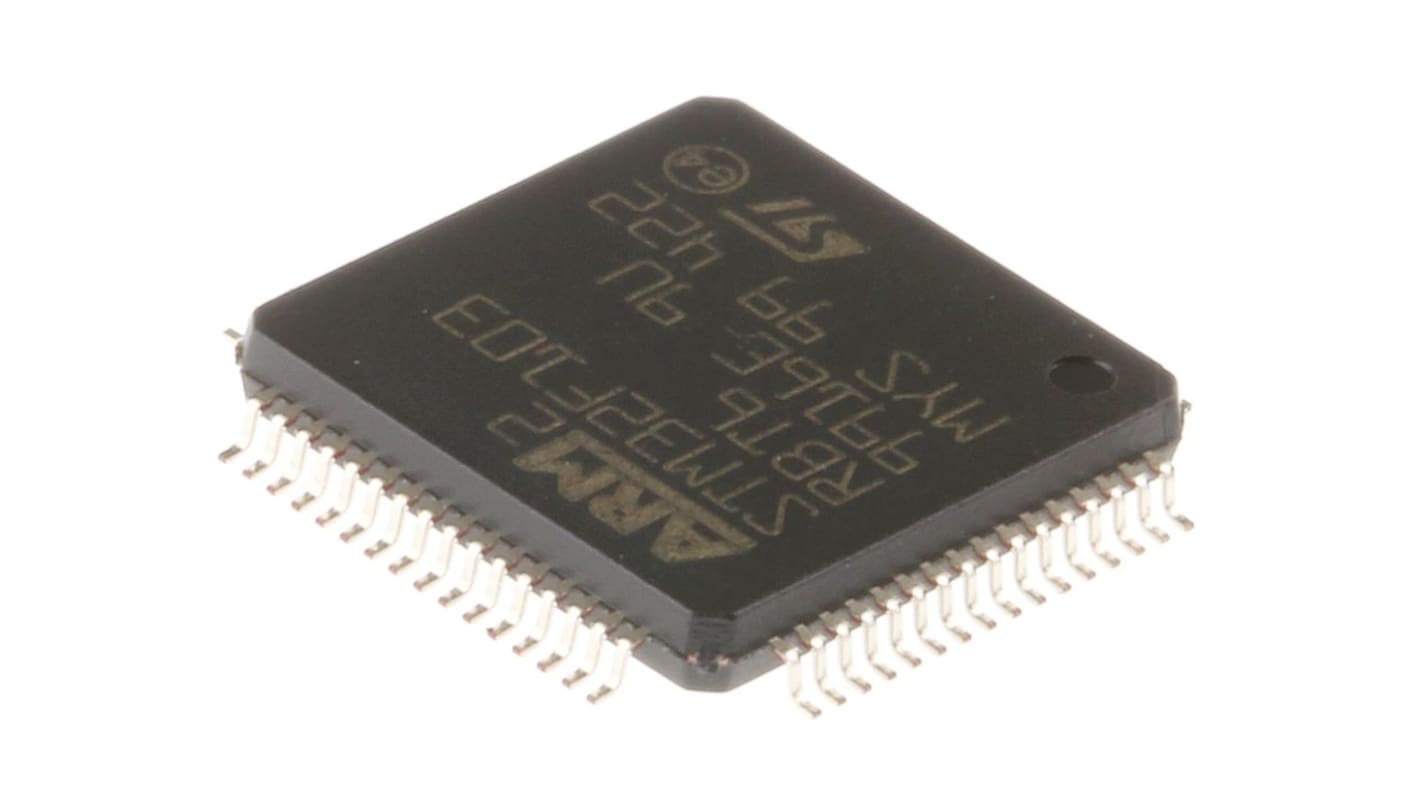 Mikrokontrolér STM32F103RBT6 32bit ARM Cortex M3 72MHz 128 kB Flash 20 kB RAM USB USB, počet kolíků: 64, LQFP