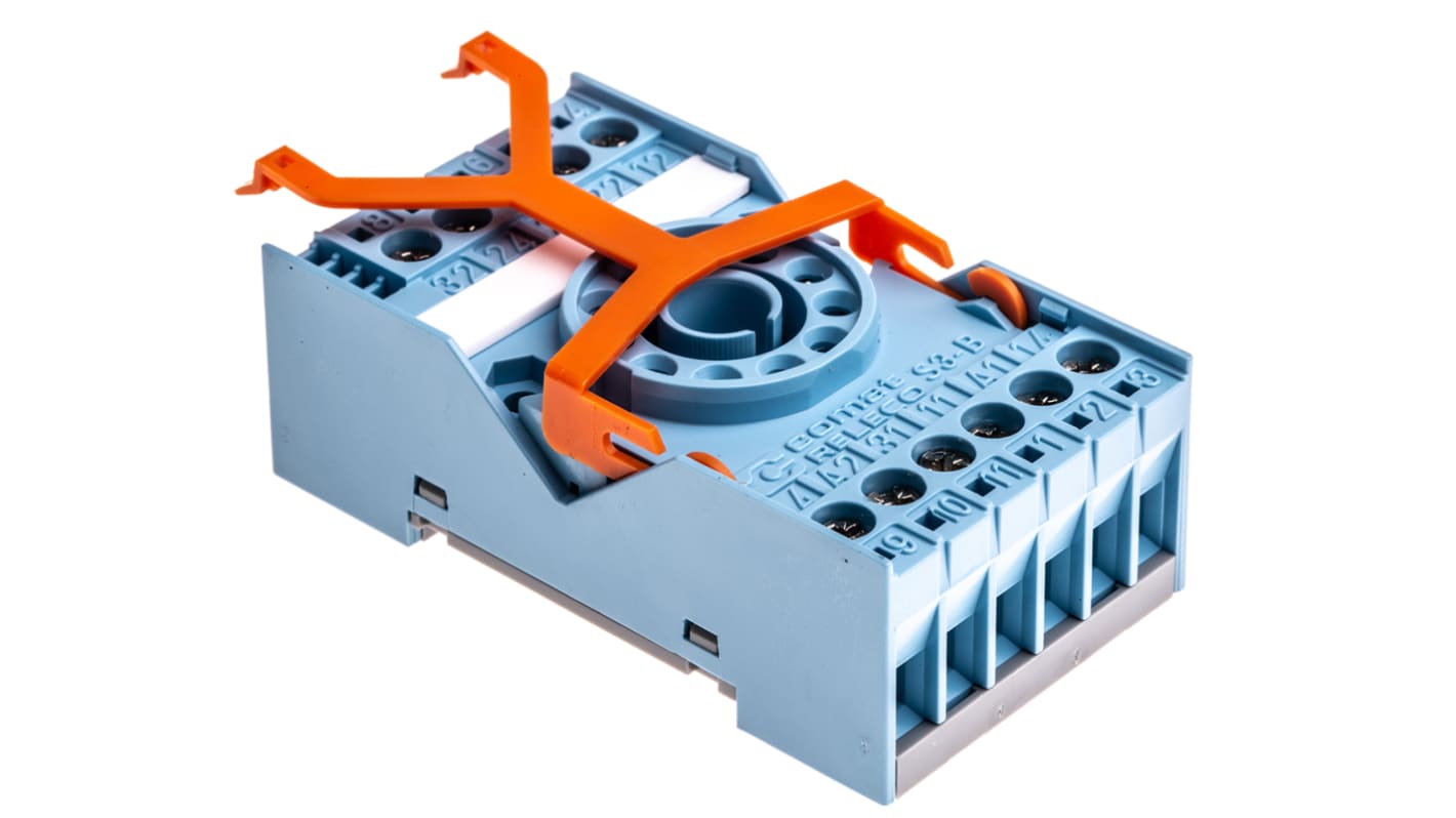 S3B Releco MRC 11 Pin 250V ac DIN Rail Relay Socket, for use with MRC Series 11Pin Relay RS