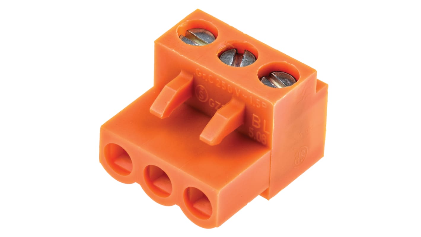 Weidmuller 5.08mm Pitch 3 Way Pluggable Terminal Block, Plug, Cable Mount, Screw Down Termination