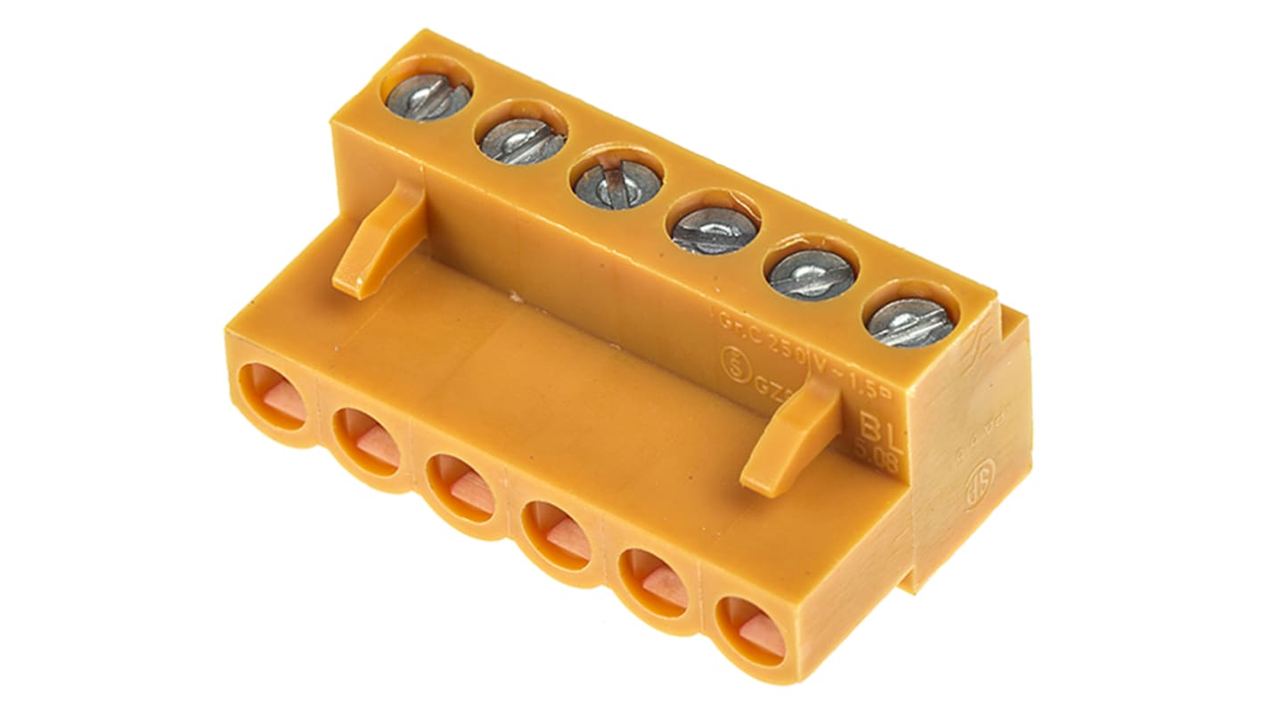 Weidmuller 5.08mm Pitch 6 Way Pluggable Terminal Block, Plug, Cable Mount, Screw Down Termination