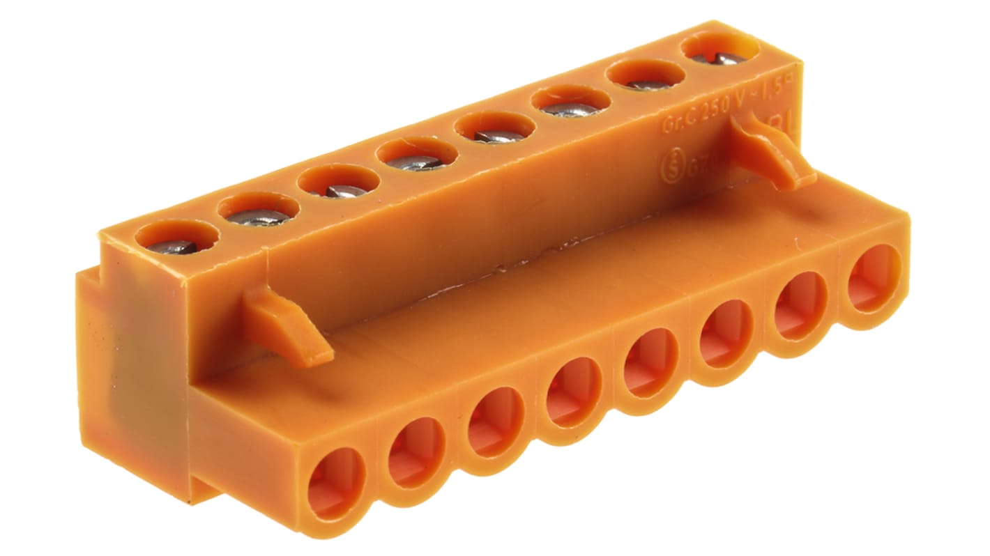 Weidmuller 5.08mm Pitch 8 Way Pluggable Terminal Block, Plug, Cable Mount, Screw Down Termination