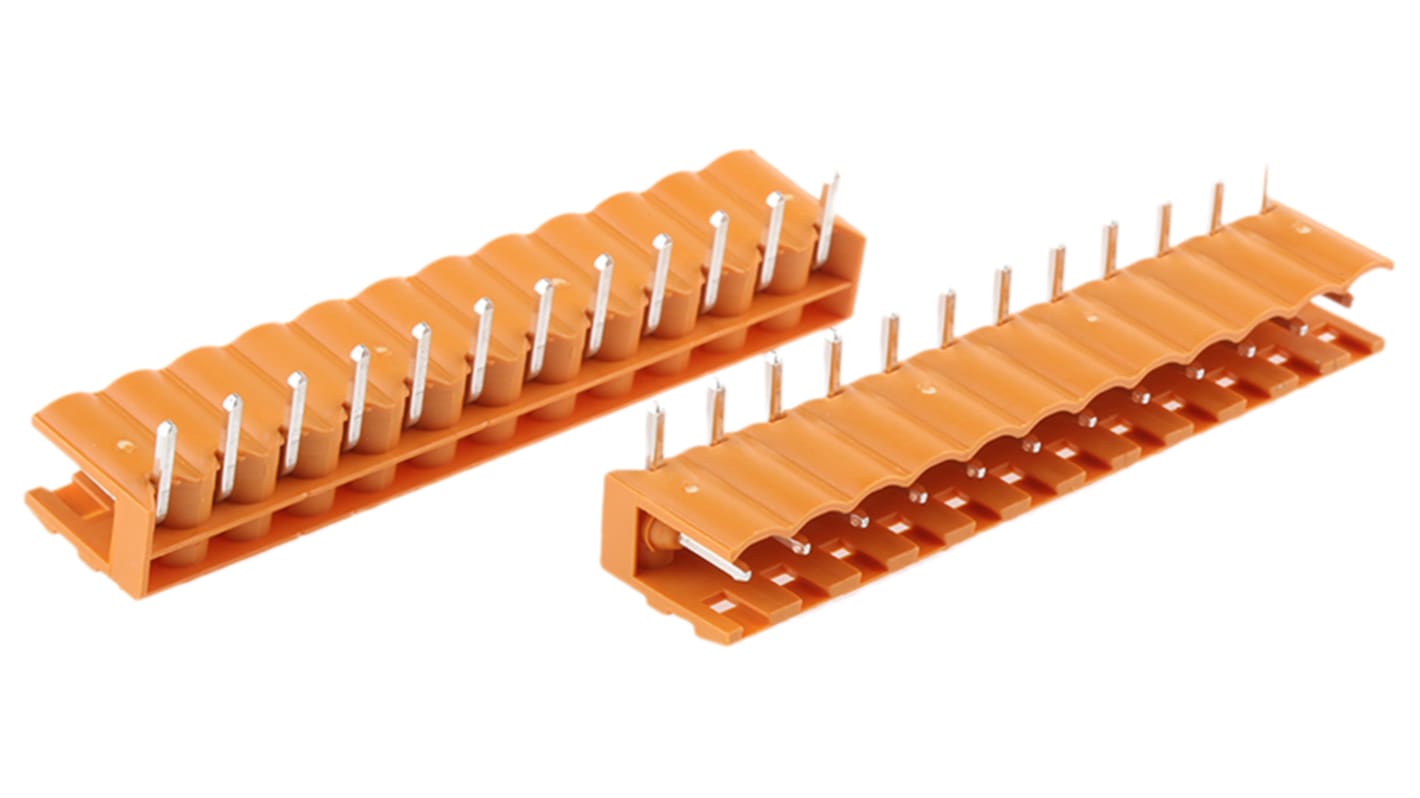 Weidmuller 5.08mm Pitch 12 Way Right Angle Pluggable Terminal Block, Header, Through Hole, Solder Termination