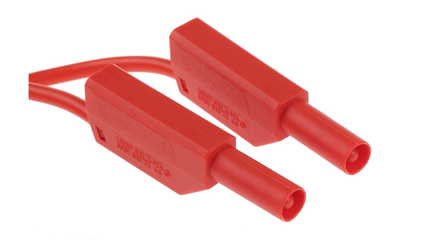 Cavo di prova da 4 mm Staubli, Maschio-Maschio, 32A, , 1 kV, col. Rosso, 1m