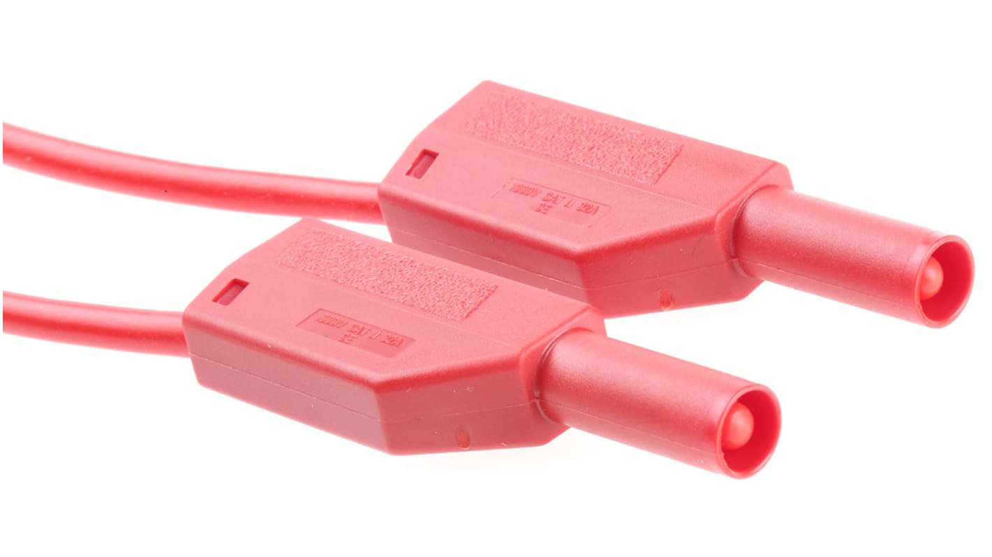 Cable de prueba con conector de 4 mm Staubli de color Rojo, Macho-Macho, 1000V ac, 32A, 1m