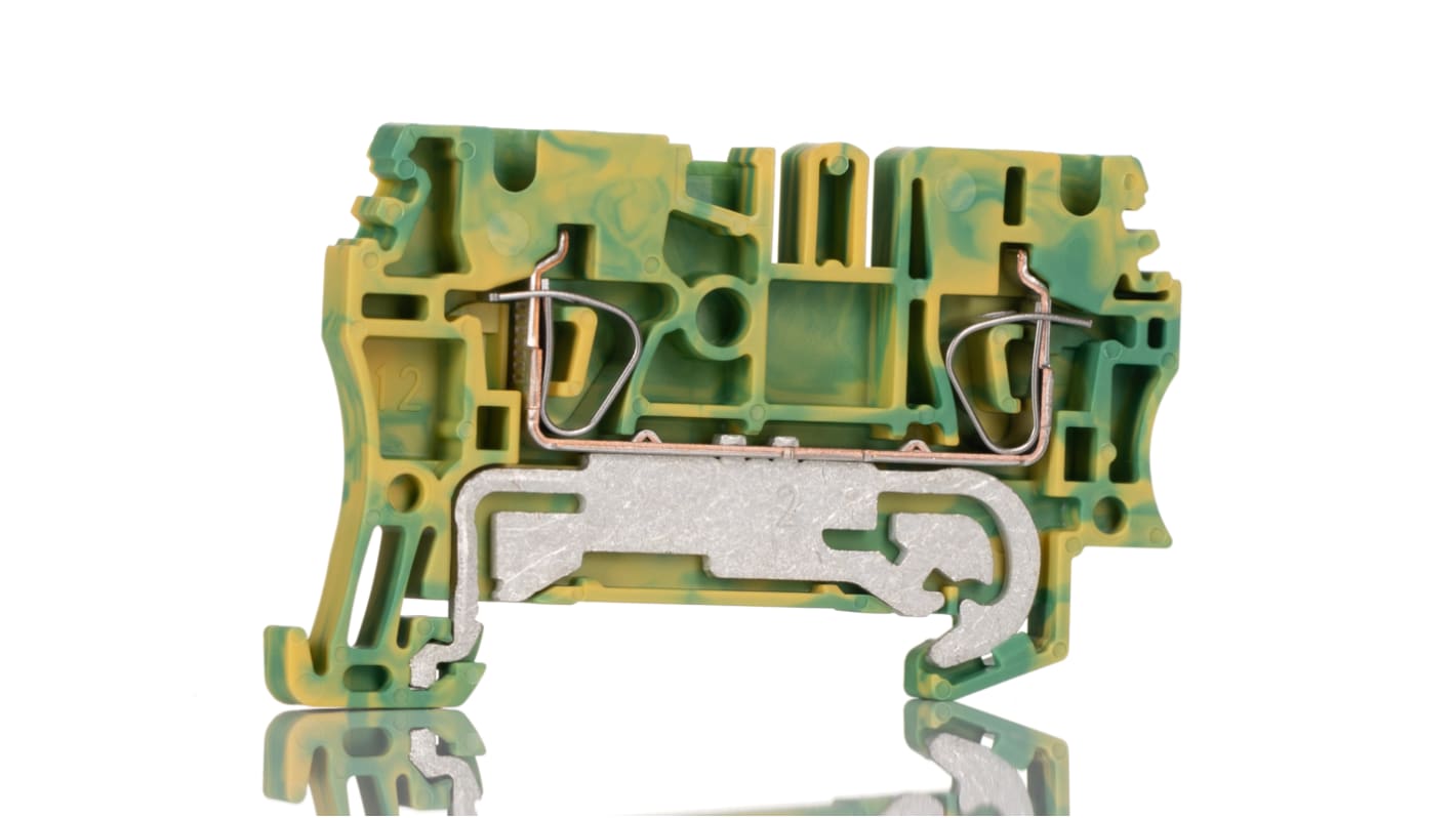 Weidmuller 2-Way ZPE 2.5 Earth Terminal Block, 4mm², 26 → 12 AWG Wire, Clamp, Wemid Housing, ATEX, IECEx