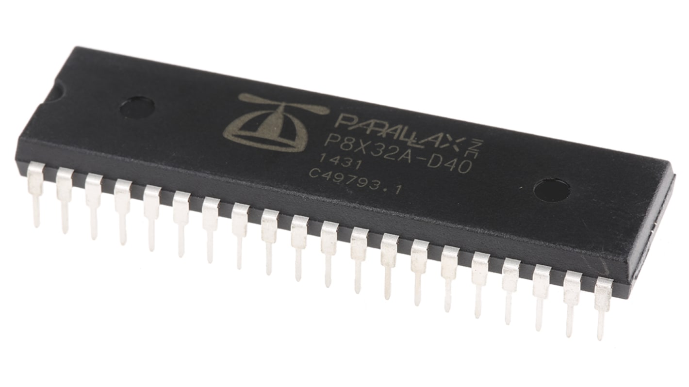 Microcontrollore Parallax Inc, P8X32A, PDIP, Propeller, 40 Pin, Su foro, 32bit, 80MHz