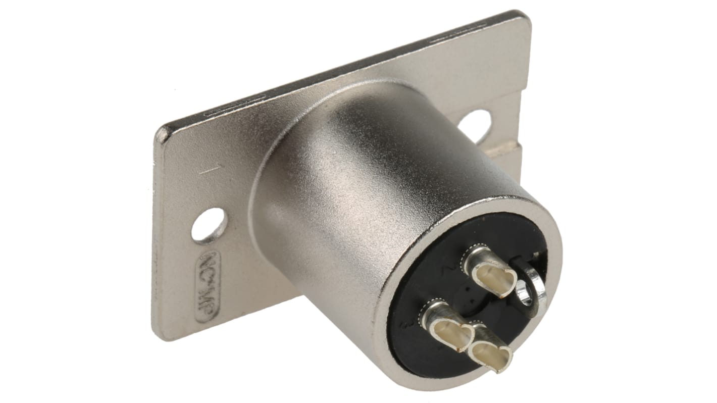 Neutrik Panel Mount XLR Connector, Male, 50 V, 3 Way, Silver over Nickel Plating