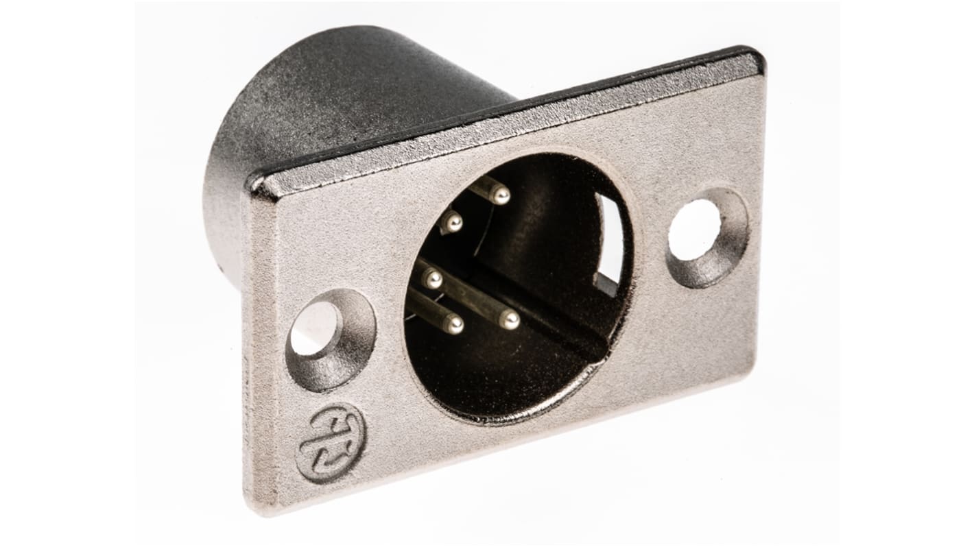 NC5MP Neutrik Panel Mount XLR Connector, Male, 50 V, 5 Way, Silver