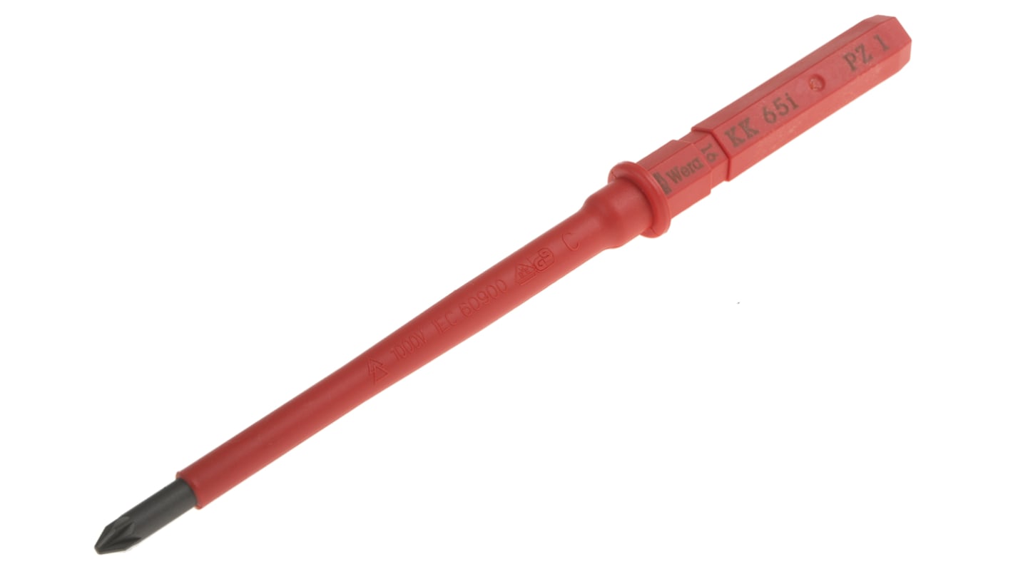 Wera Pozidriv Insulated Screwdriver Blade, PZ1 Tip, 154 mm Blade, VDE/1000V, 154 mm Overall