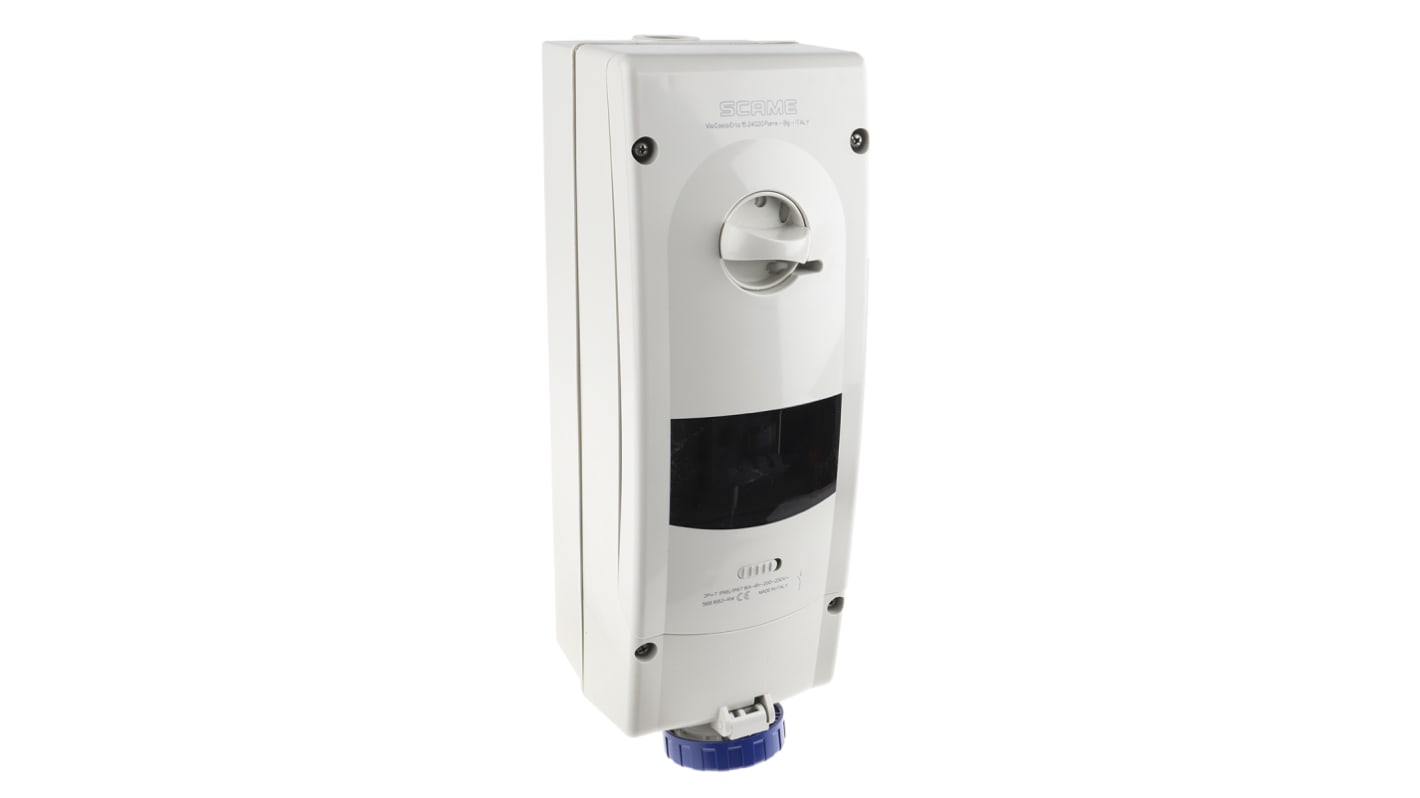 Scame, ADVANCE 2 IP67 Blue Wall Mount 2P + E RCD Industrial Power Connector Socket, Rated At 16A, 230 V