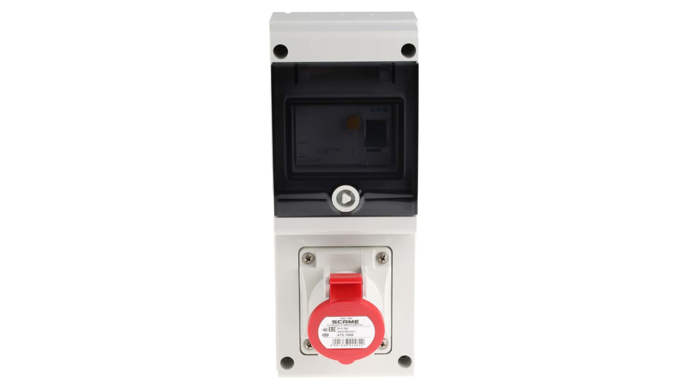 Interruptor diferencial Hembra, Formato 3P + E, DOMINO, Rojo, 415 V, 16A, IP44