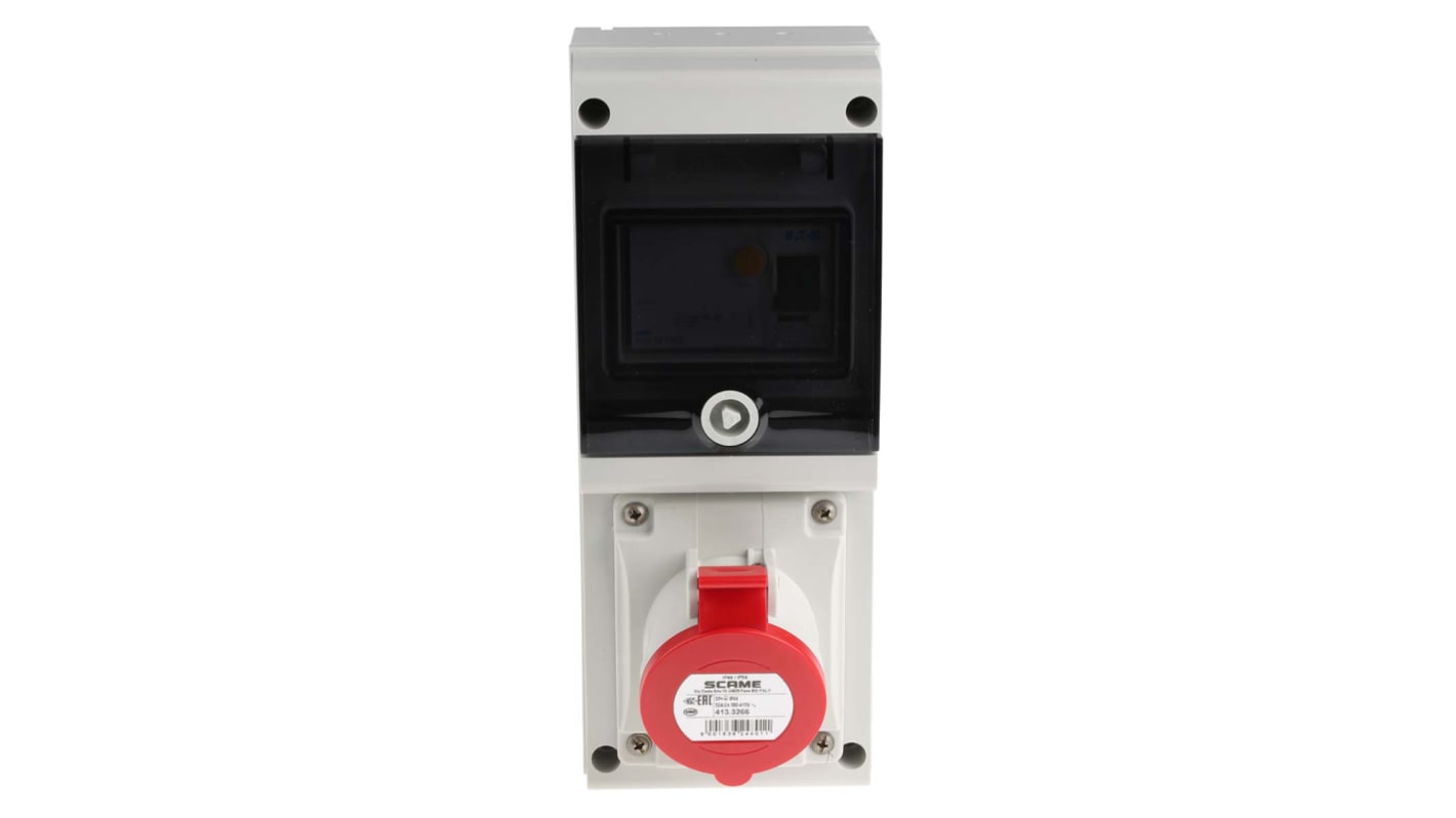 Scame, DOMINO IP44 Red Wall Mount 3P + E RCD Industrial Power Connector Socket, Rated At 32A, 415 V