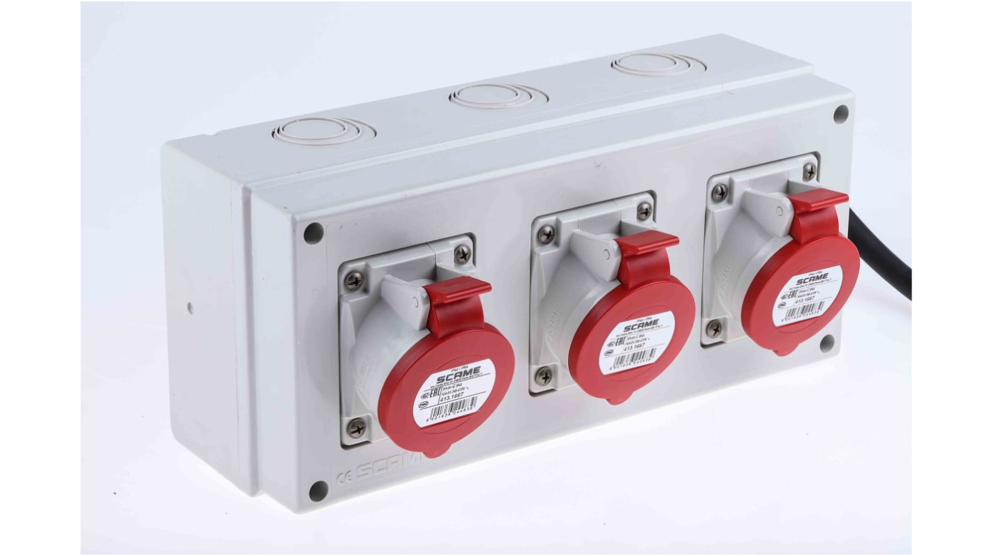 Scame IP44 Red Surface Mount 3P + N + E Industrial Power Socket, Rated At 16A, 346 → 415 V