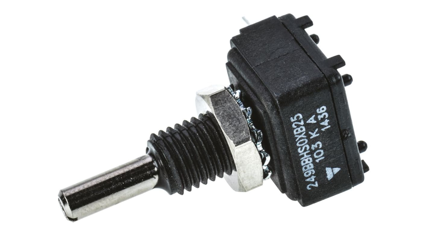 Vishay 10kΩ Rotary Potentiometer 1-Gang, Panel Mount (Through Hole), 249BBHS0XB25103KA