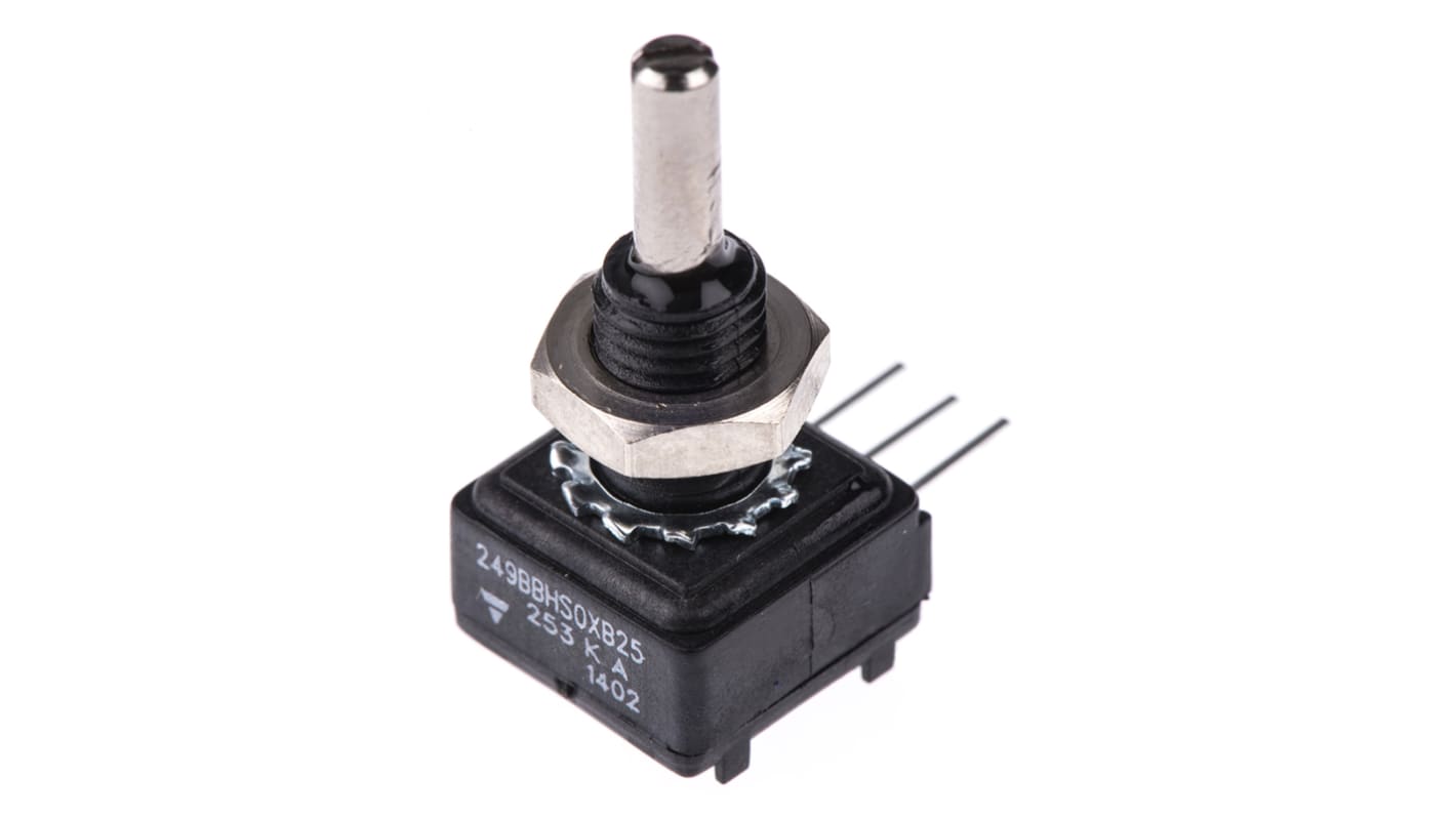 Vishay 25kΩ Rotary Potentiometer 1-Gang, Panel Mount (Through Hole), 249BBHS0XB25253KA