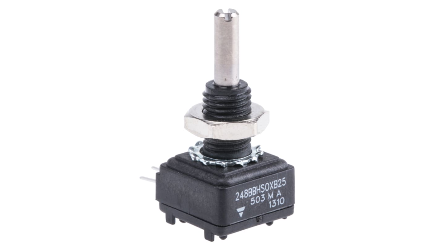 Vishay 50kΩ Rotary Potentiometer 1-Gang, Panel Mount (Through Hole), 248BBHS0XB25503MA