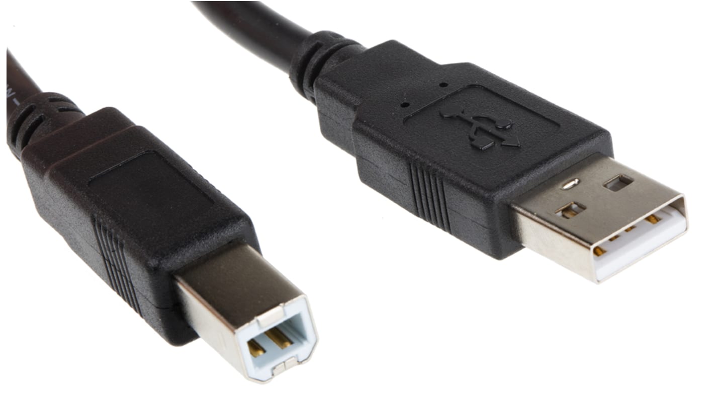 Cable USB 2.0 Roline, con A. USB A Macho, con B. USB B Macho, long. 800mm, color Negro