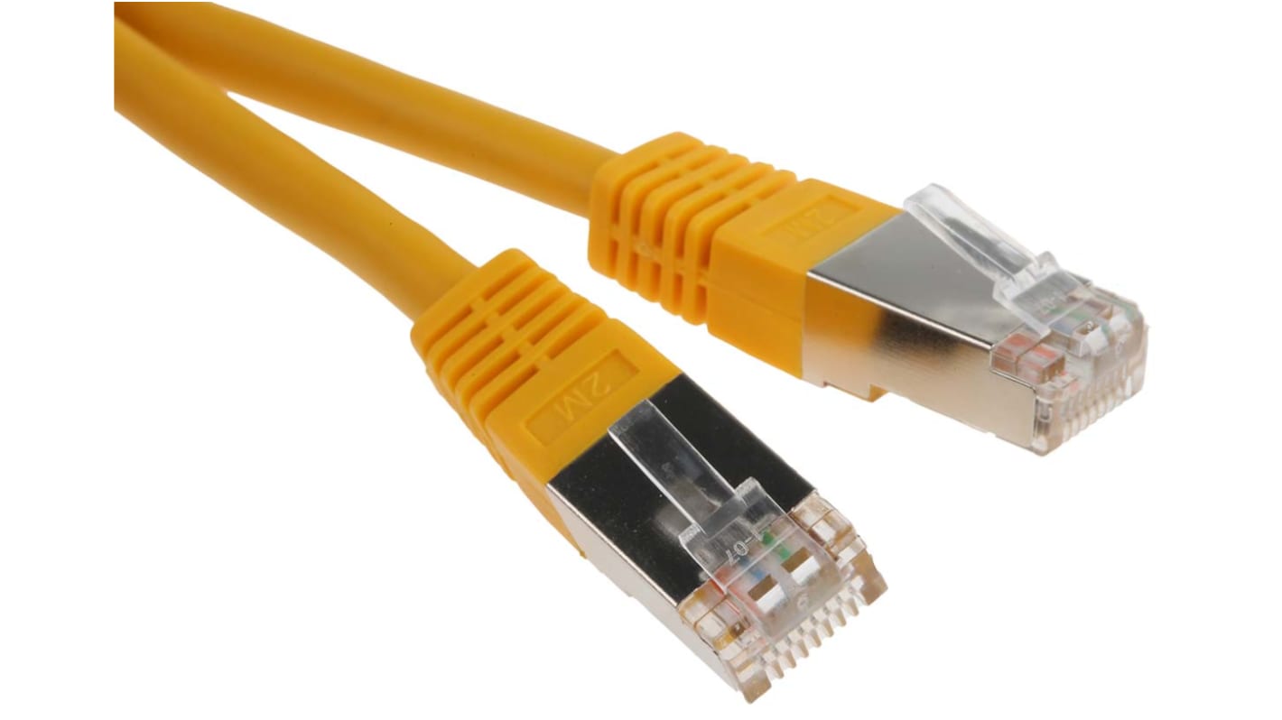 RS PRO Cat6 Male RJ45 to Male RJ45 Ethernet Cable, S/FTP, Yellow PVC Sheath, 2m