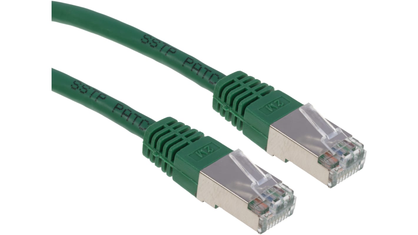 RS PRO Cat6 Male RJ45 to Male RJ45 Ethernet Cable, S/FTP, Green PVC Sheath, 2m