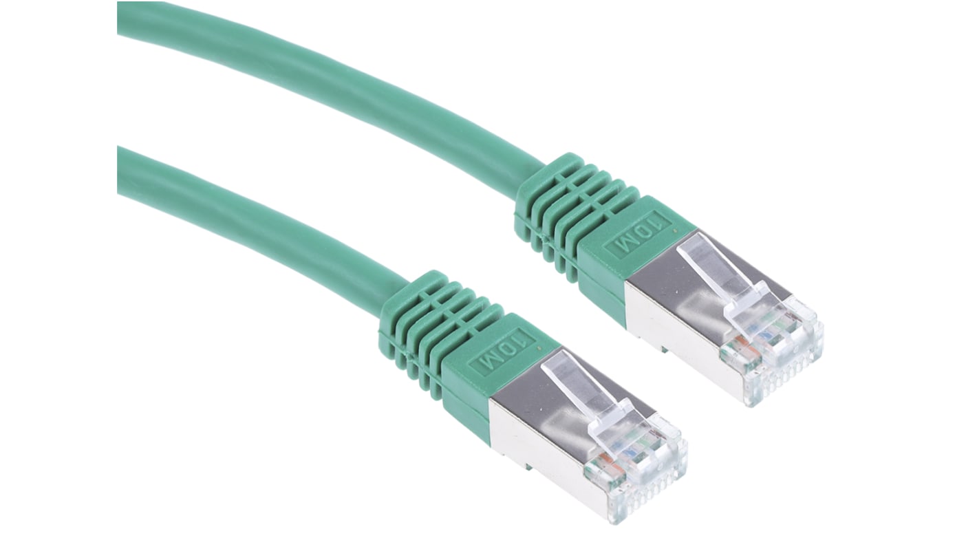 RS PRO Cat6 Male RJ45 to Male RJ45 Ethernet Cable, S/FTP, Green PVC Sheath, 10m