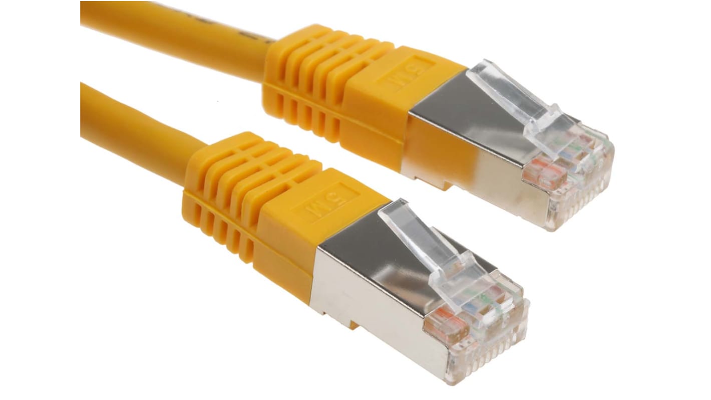 RS PRO Cat6 Male RJ45 to Male RJ45 Ethernet Cable, S/FTP, Yellow PVC Sheath, 5m