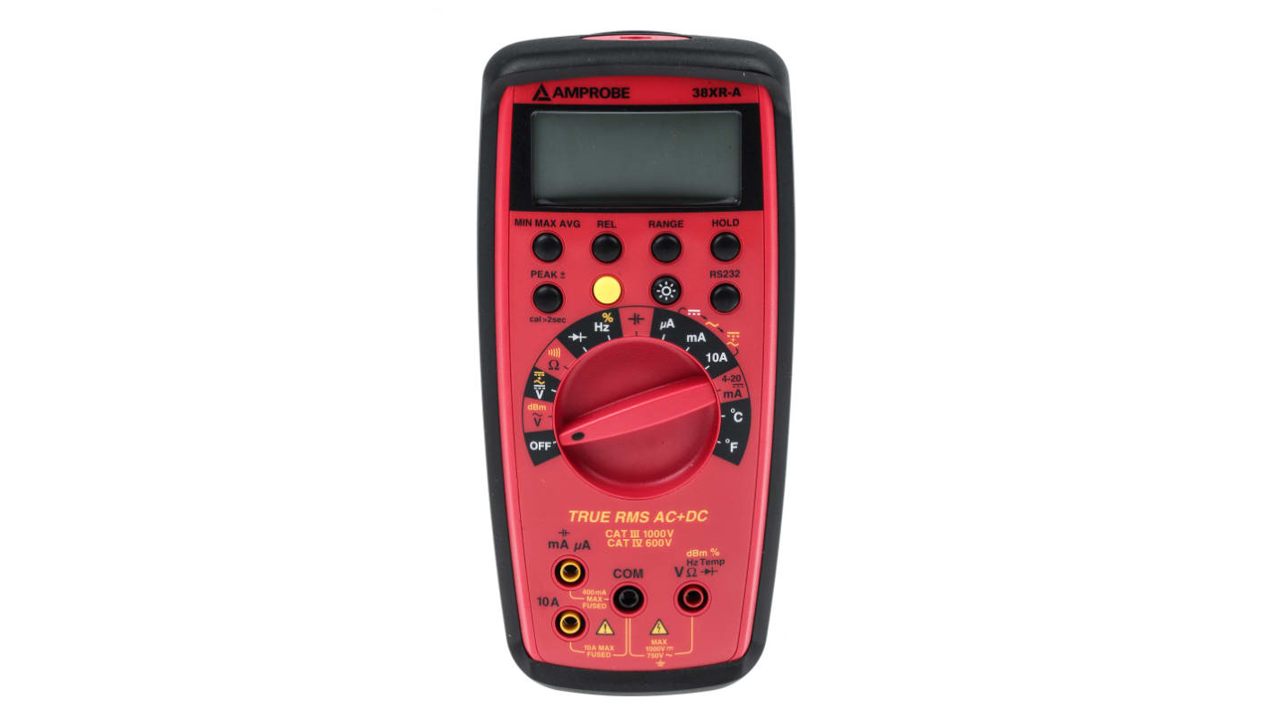 Amprobe 38XRA Handheld Digital Multimeter, True RMS, 10A ac Max, 10A dc Max, 750V ac Max