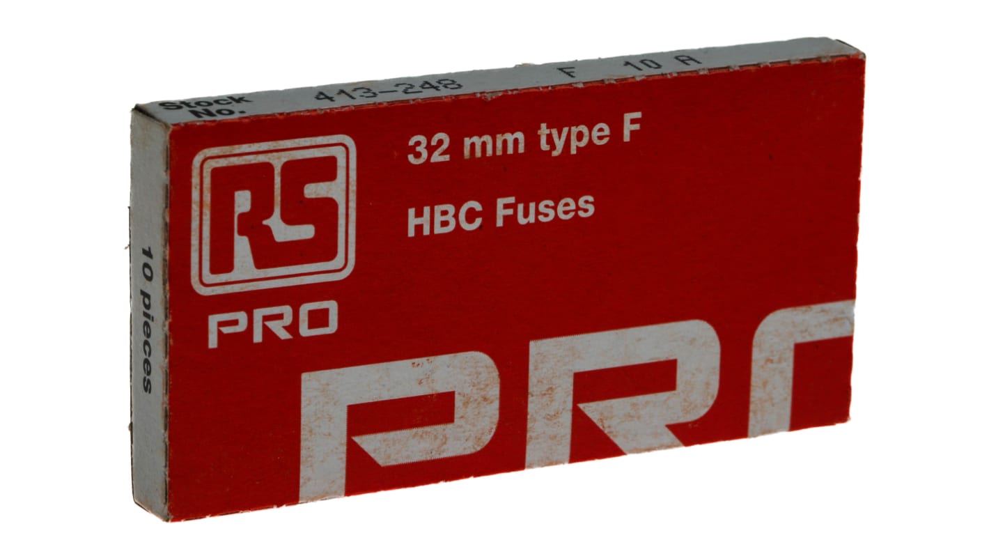 RS PRO Üvegbiztosíték 10A 6.3 x 32mm, Nem 500V ac