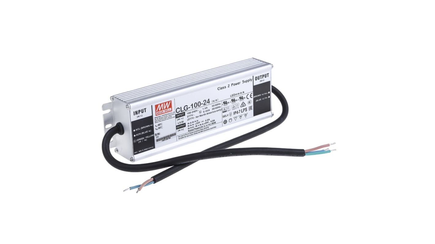MEAN WELL, 24V Output, 96W Output, 4A Output, Constant Voltage
